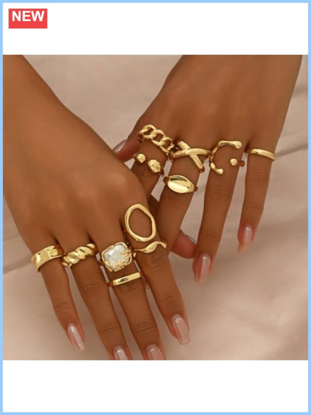Vintage Chunky Stackable Knuckle Rings Set Geometric Dome Open Rings - Picture 2 of 5